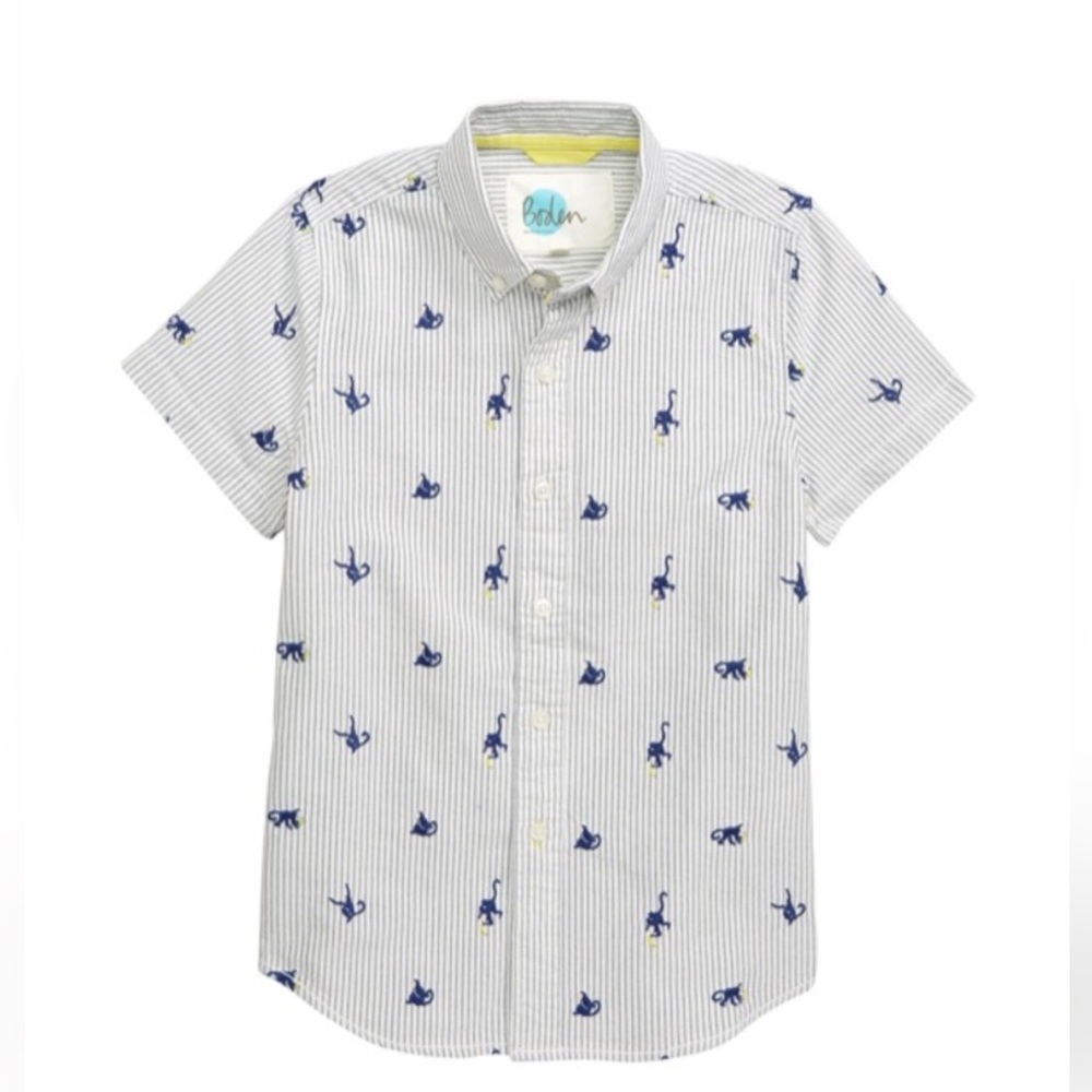 Boden Striped Button Up Monkey Shirt